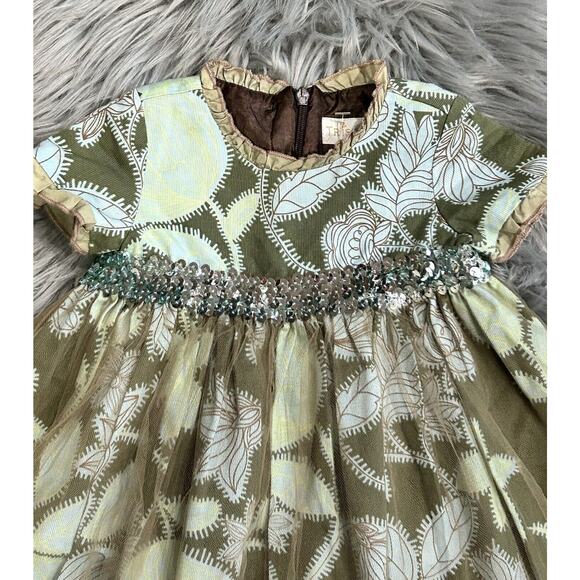 Trish Scully Child Dress Designer Girl's 6M Fall Holiday Ruffle Sequin Mint Aqua - Picture 3 of 3